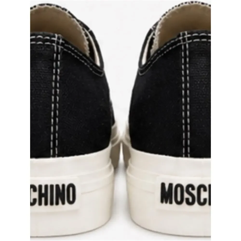 Moschino Couture Milano Platform Sneakers Black Canvas Low Top NIB $560 Size 37